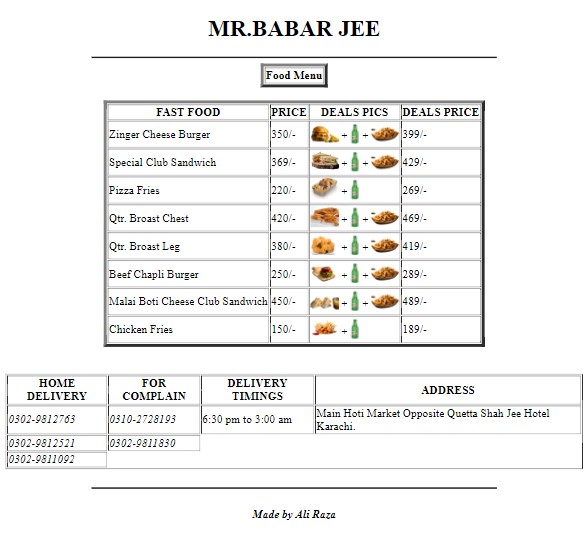 Food Menu